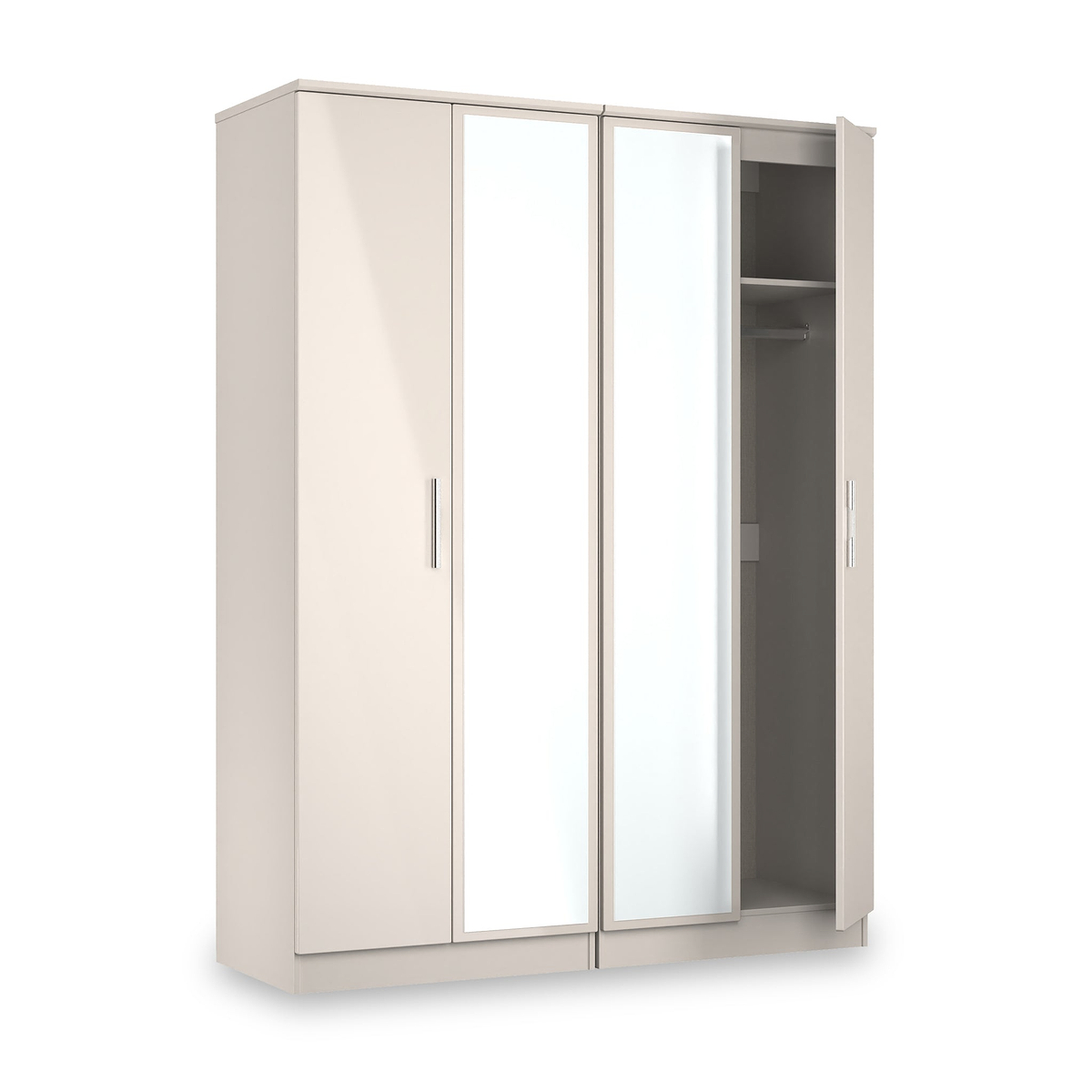 Penmere 4 Door Mirrored Wardrobe Cashmere from Roseland Furniture