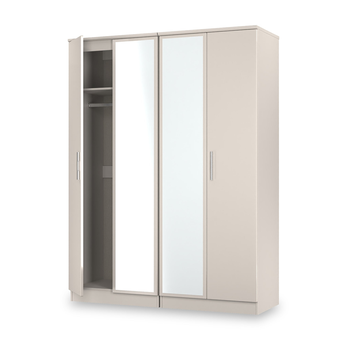 Penmere 4 Door Mirrored Wardrobe Cashmere from Roseland Furniture
