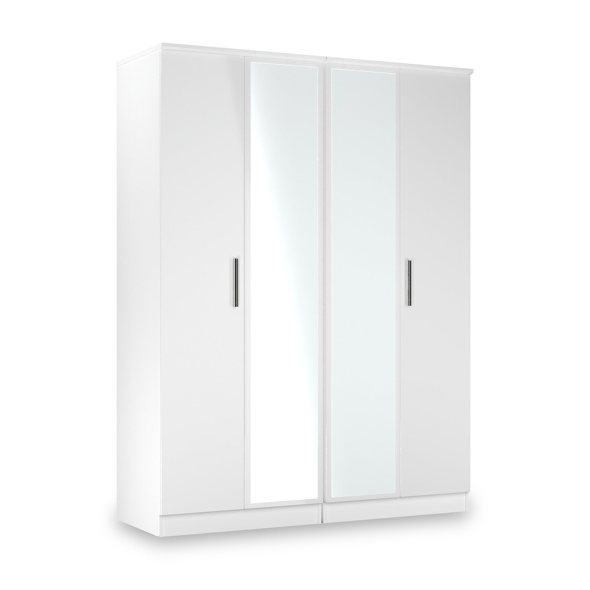 Penmere 4 Door Mirrored Wardrobe White from Roseland Furniture