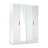 Penmere 4 Door Mirrored Wardrobe White from Roseland Furniture