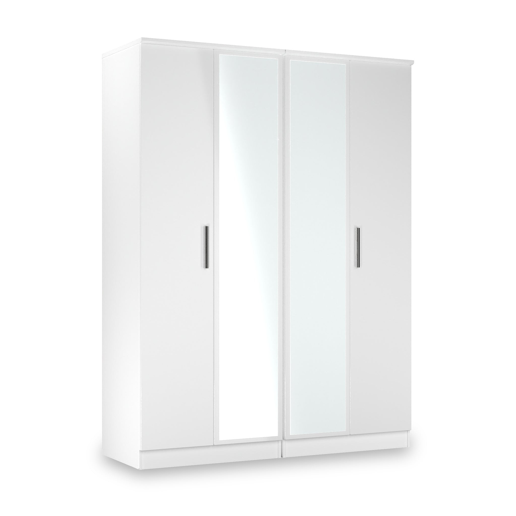 Penmere 4 Door Mirrored Wardrobe White from Roseland Furniture