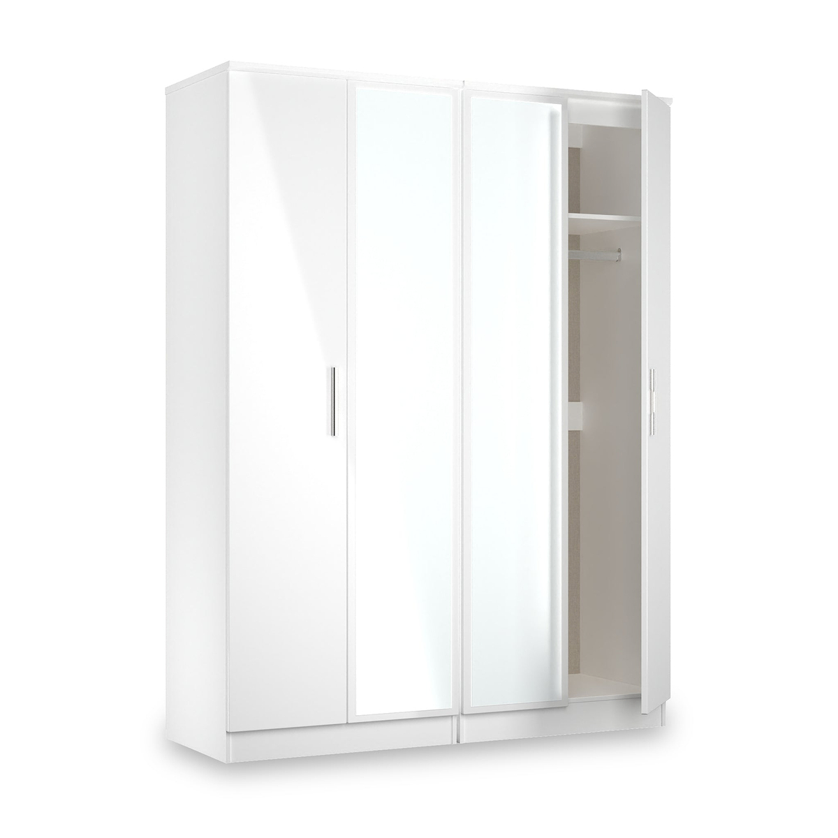 Penmere 4 Door Mirrored Wardrobe White from Roseland Furniture