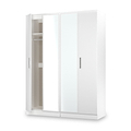 Penmere 4 Door Mirrored Wardrobe White from Roseland Furniture
