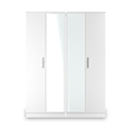 Penmere 4 Door Mirrored Wardrobe White from Roseland Furniture