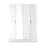 Penmere 4 Door Mirrored Wardrobe White from Roseland Furniture