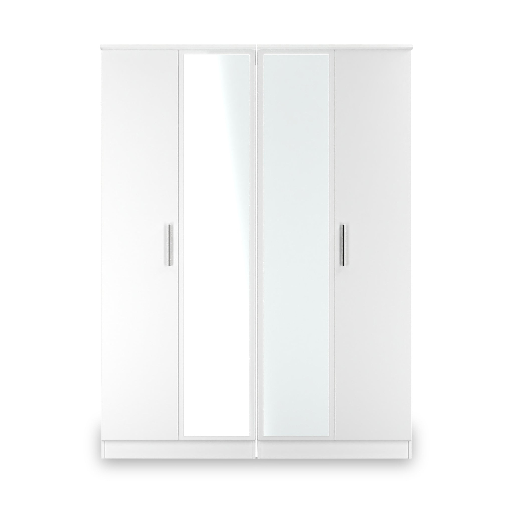 Penmere 4 Door Mirrored Wardrobe White from Roseland Furniture