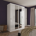 Penmere 4 Door Mirrored Wardrobe White from Roseland Furniture