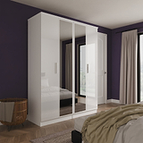Penmere 4 Door Mirrored Wardrobe White from Roseland Furniture