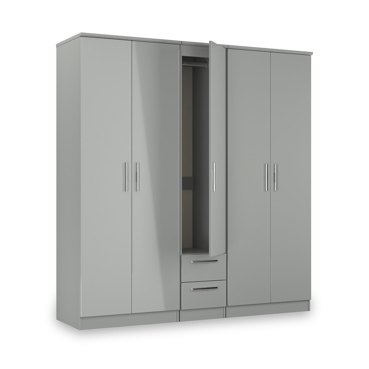 Penmere 5 Door Wardrobe With Drawers Grey from Roseland Furniture