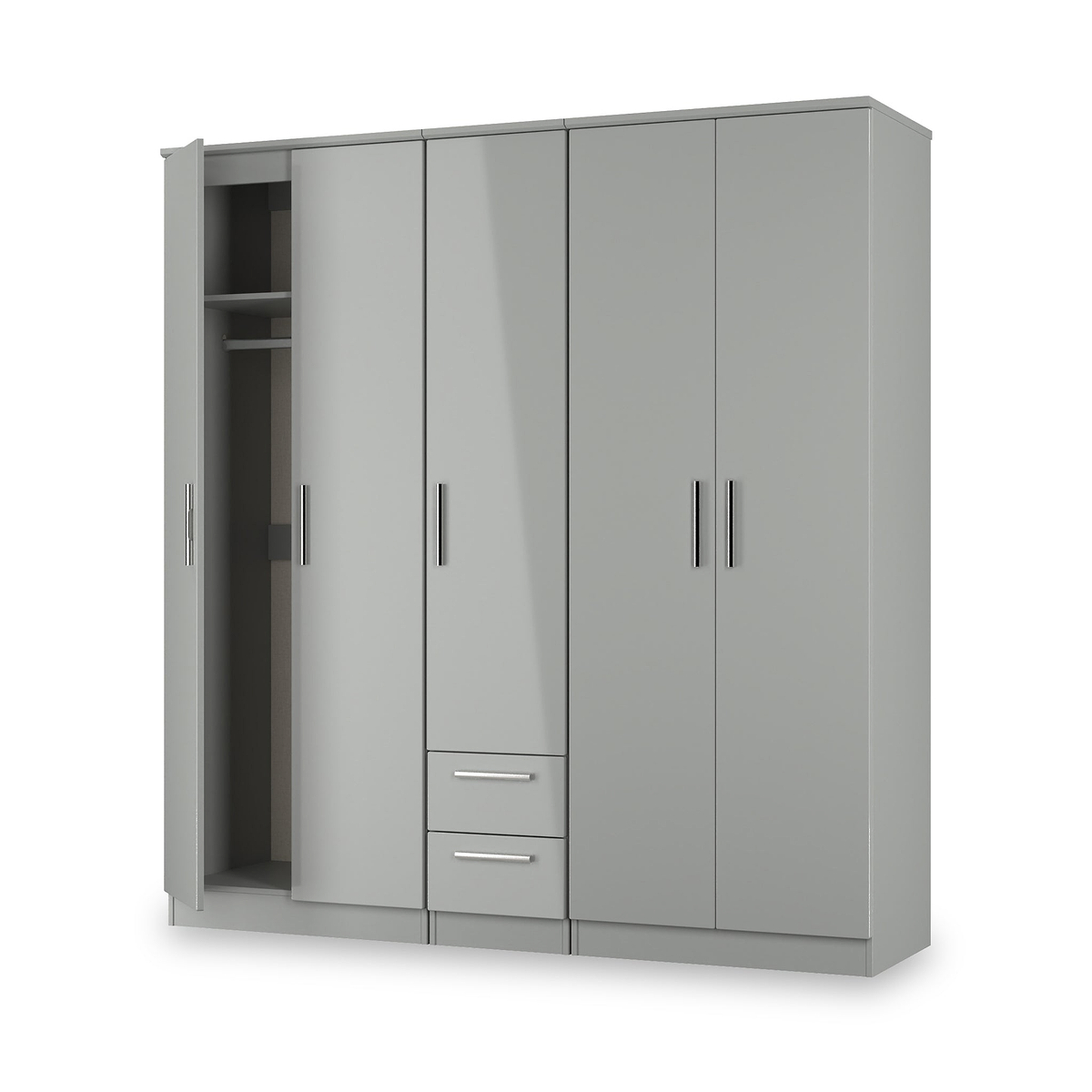 Penmere 5 Door Wardrobe With Drawers Grey from Roseland Furniture