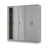 Penmere 5 Door Wardrobe With Drawers Grey from Roseland Furniture