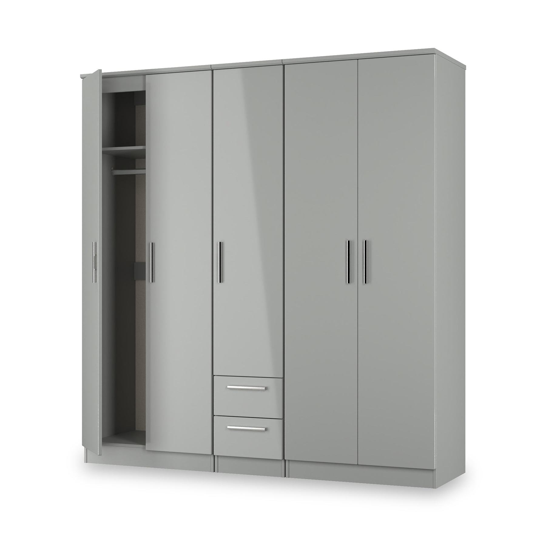 Penmere 5 Door Wardrobe With Drawers Grey from Roseland Furniture