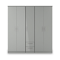Penmere 5 Door Wardrobe With Drawers Grey from Roseland Furniture