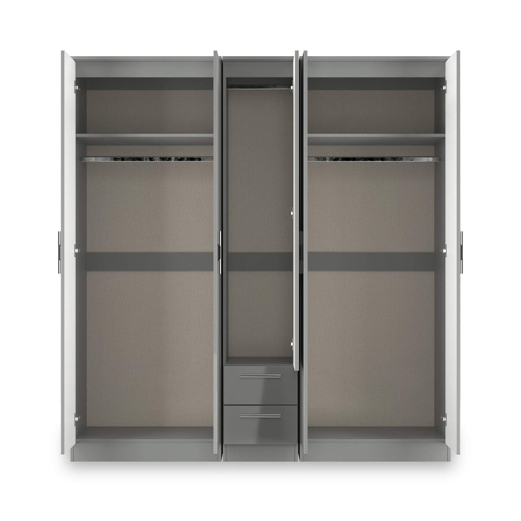 Penmere 5 Door Wardrobe With Drawers Grey from Roseland Furniture