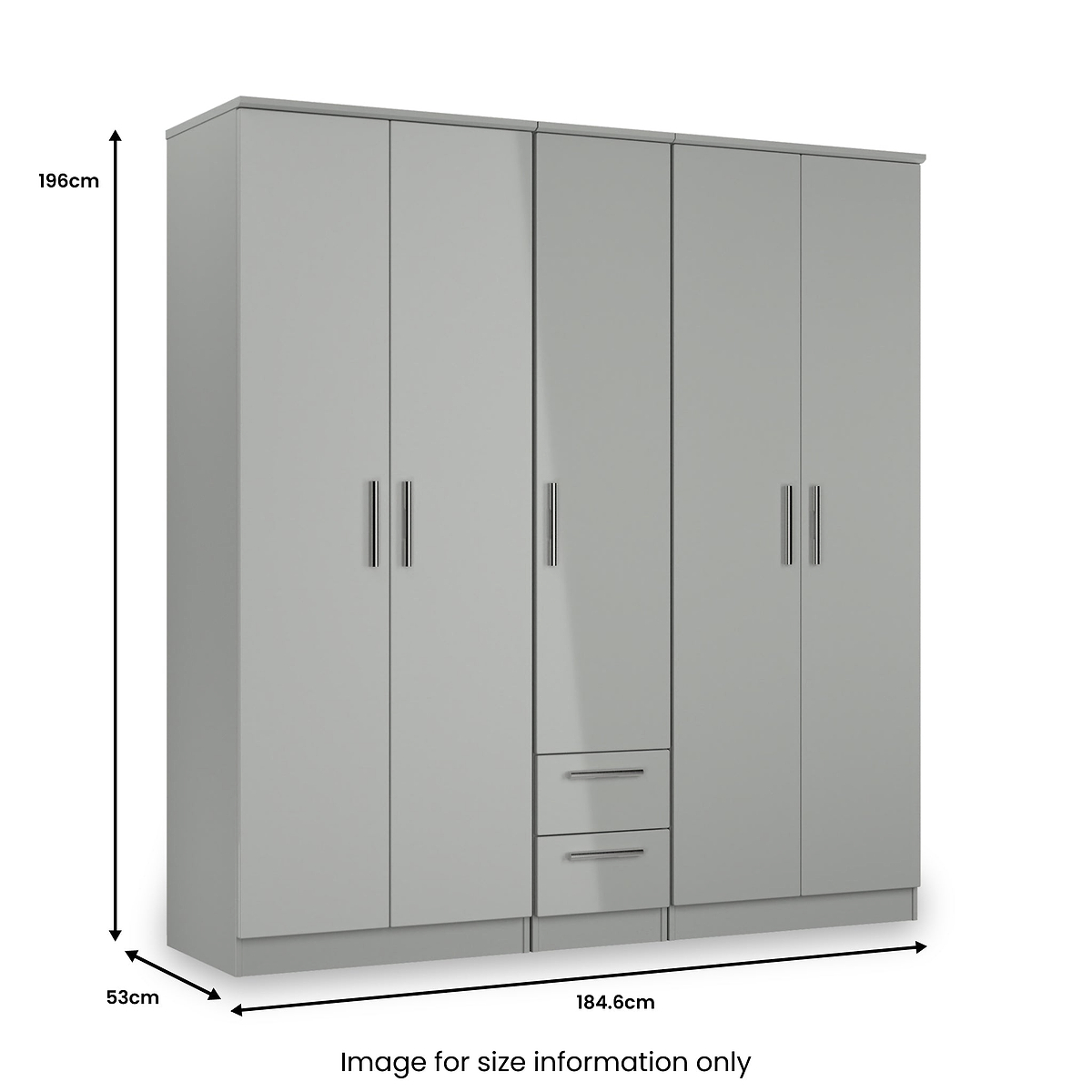 Penmere 5 Door Wardrobe With Drawers Grey from Roseland Furniture