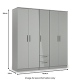 Penmere 5 Door Wardrobe With Drawers Grey from Roseland Furniture