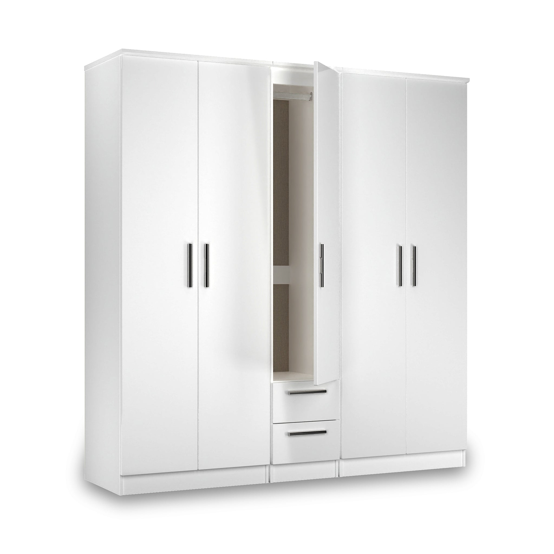 Penmere 5 Door Wardrobe With Drawers White from Roseland Furniture