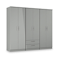 Penmere 6 Door Wardrobe With Drawers Grey from Roseland Furniture