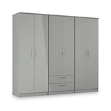 Penmere 6 Door Wardrobe With Drawers Grey from Roseland Furniture