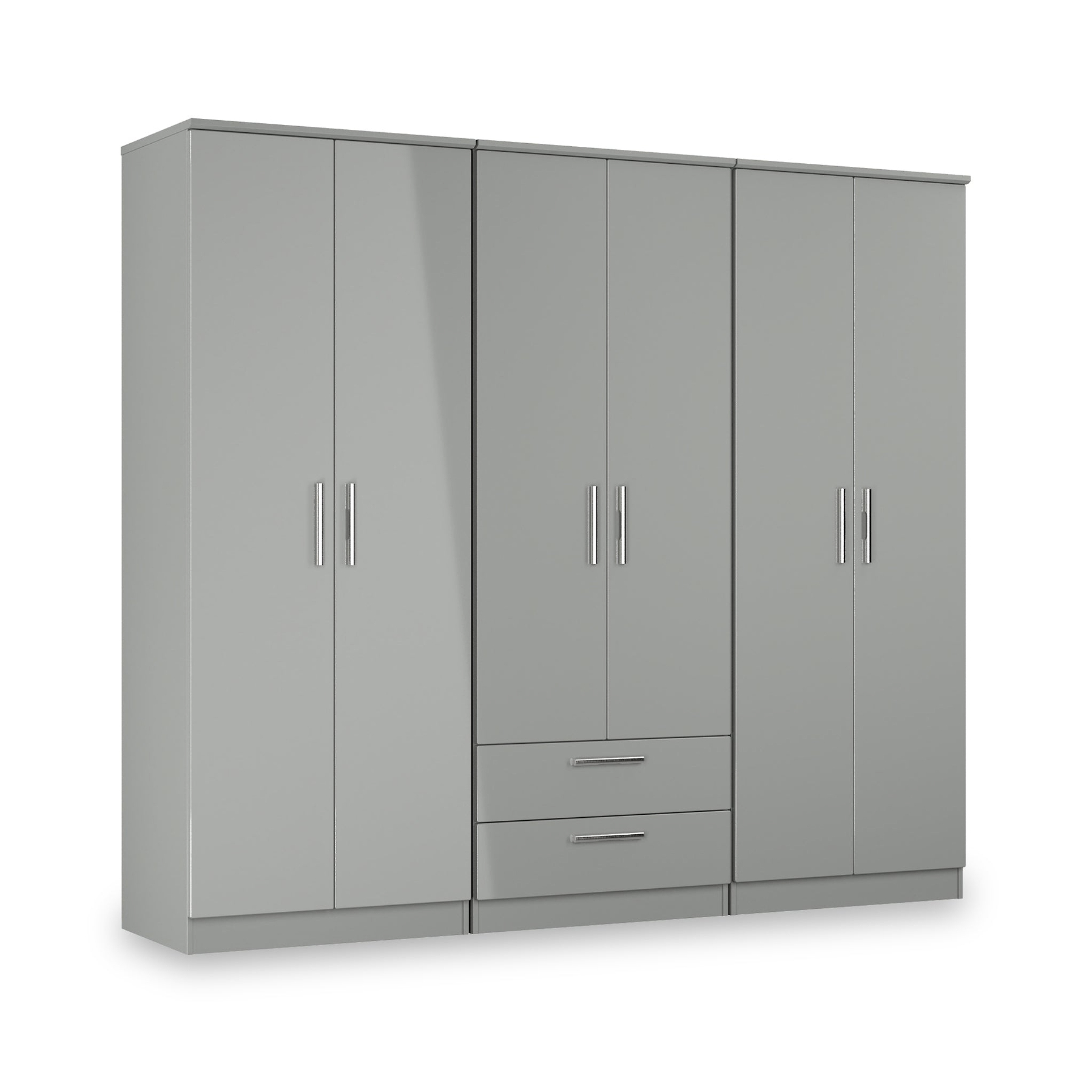 Penmere 6 Door Wardrobe With Drawers Grey from Roseland Furniture