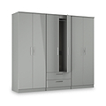 Penmere 6 Door Wardrobe With Drawers Grey from Roseland Furniture