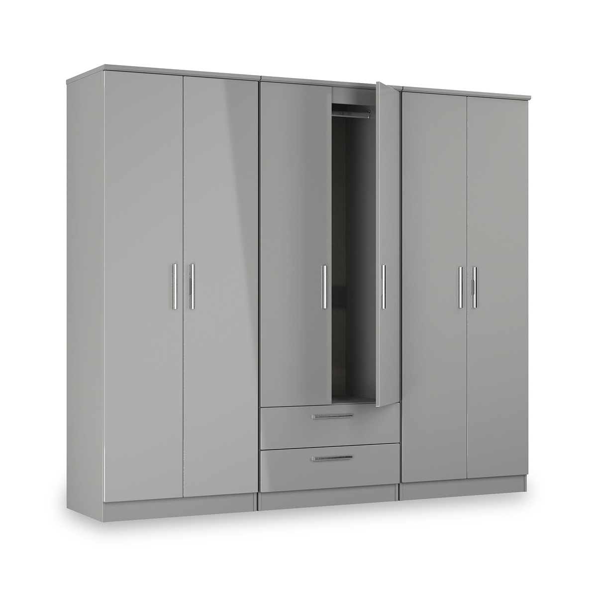 Penmere 6 Door Wardrobe With Drawers Grey from Roseland Furniture