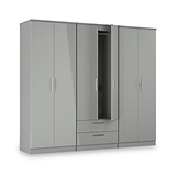 Penmere 6 Door Wardrobe With Drawers Grey from Roseland Furniture