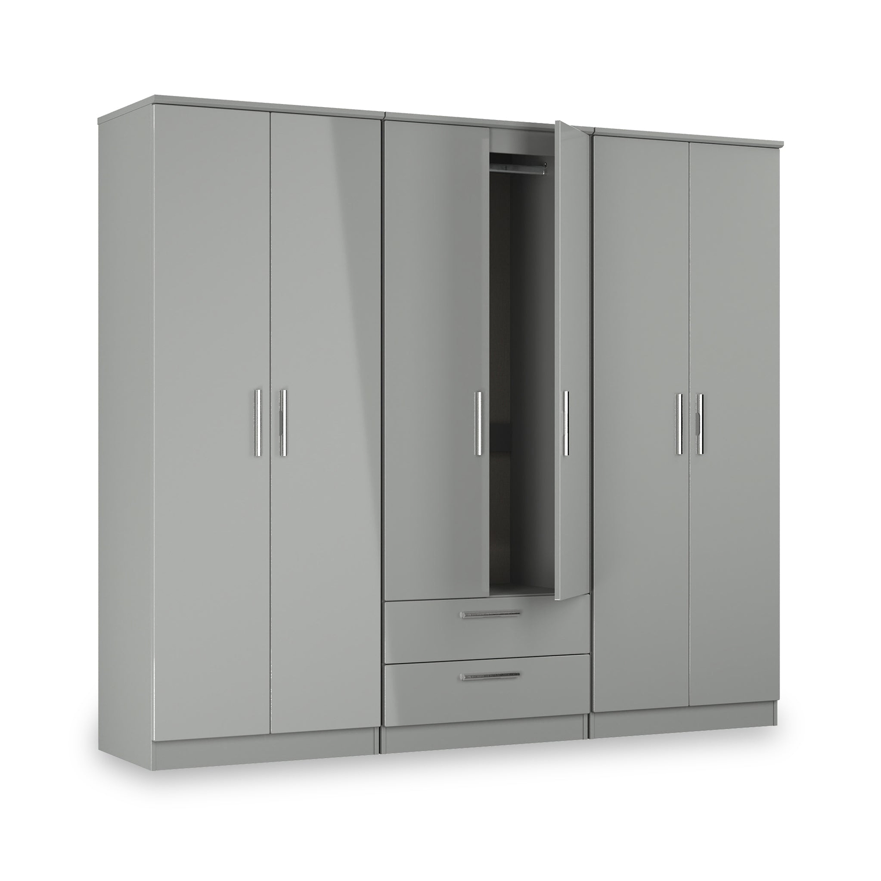 Penmere 6 Door Wardrobe With Drawers Grey from Roseland Furniture