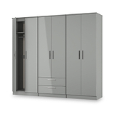 Penmere 6 Door Wardrobe With Drawers Grey from Roseland Furniture