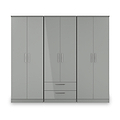 Penmere 6 Door Wardrobe With Drawers Grey from Roseland Furniture