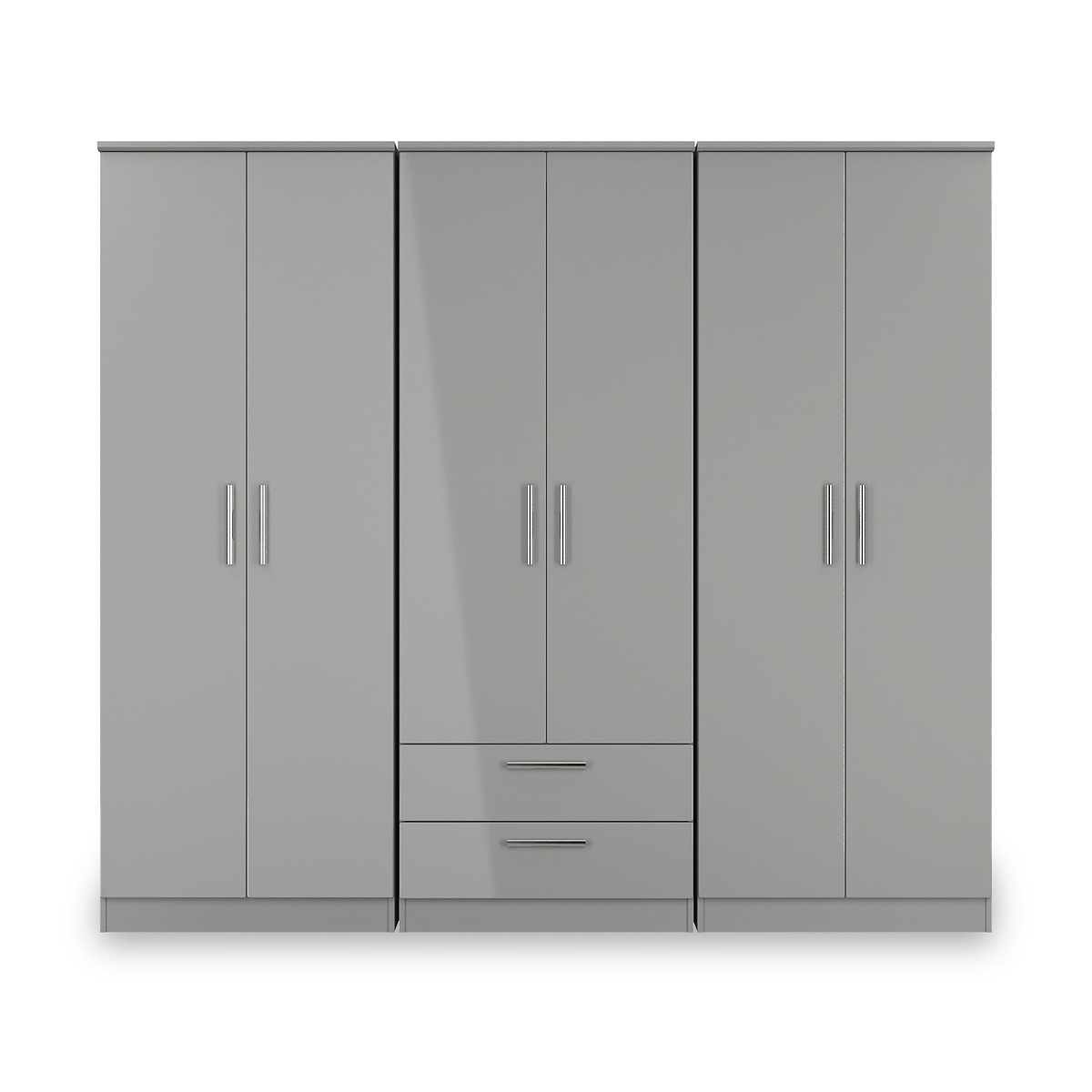 Penmere 6 Door Wardrobe With Drawers Grey from Roseland Furniture
