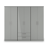 Penmere 6 Door Wardrobe With Drawers Grey from Roseland Furniture