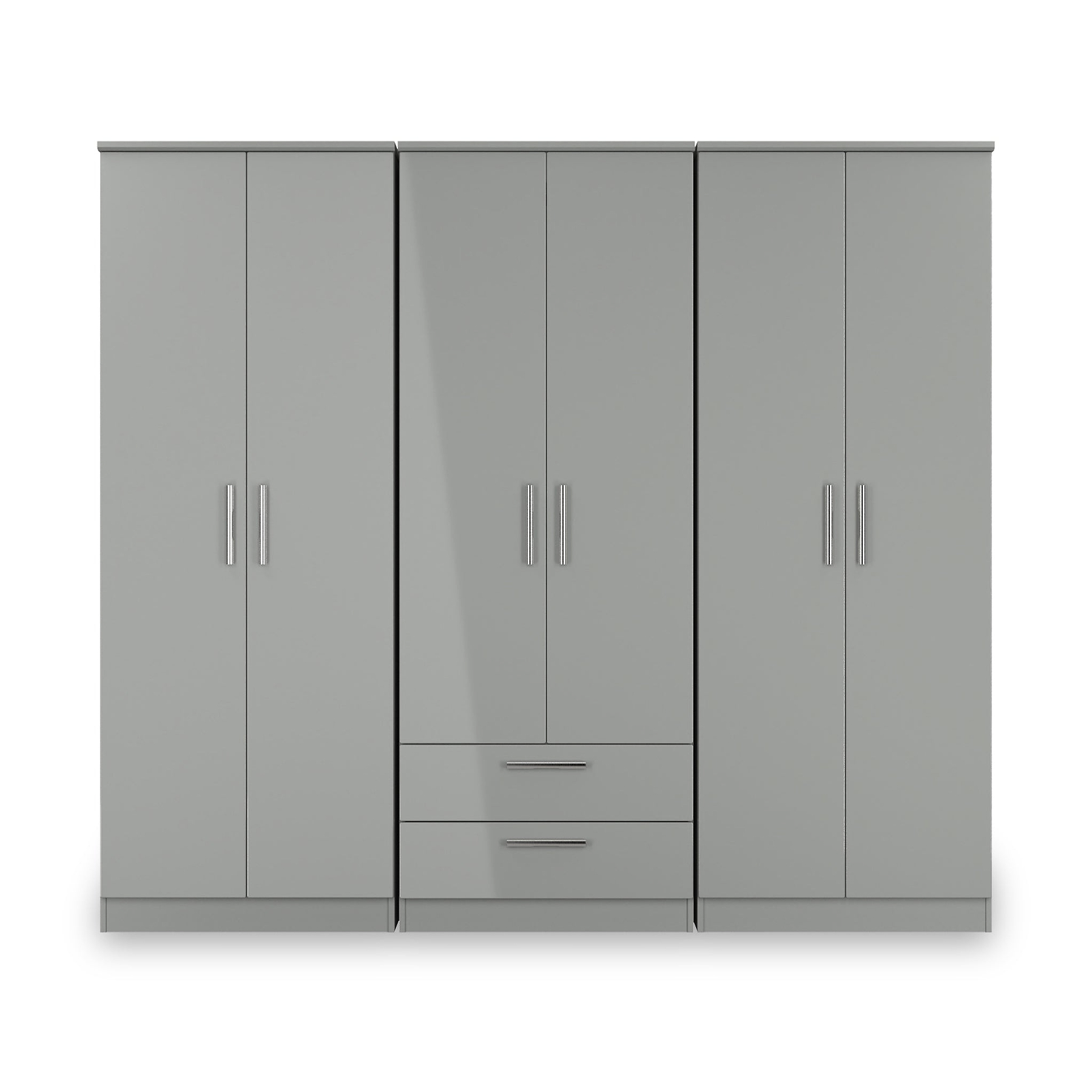 Penmere 6 Door Wardrobe With Drawers Grey from Roseland Furniture