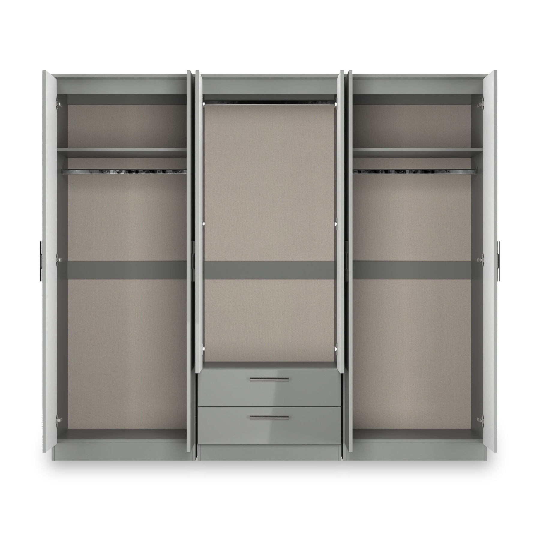 Penmere 6 Door Wardrobe With Drawers Grey from Roseland Furniture