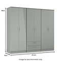 Penmere 6 Door Wardrobe With Drawers Grey from Roseland Furniture