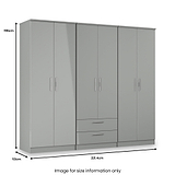 Penmere 6 Door Wardrobe With Drawers Grey from Roseland Furniture