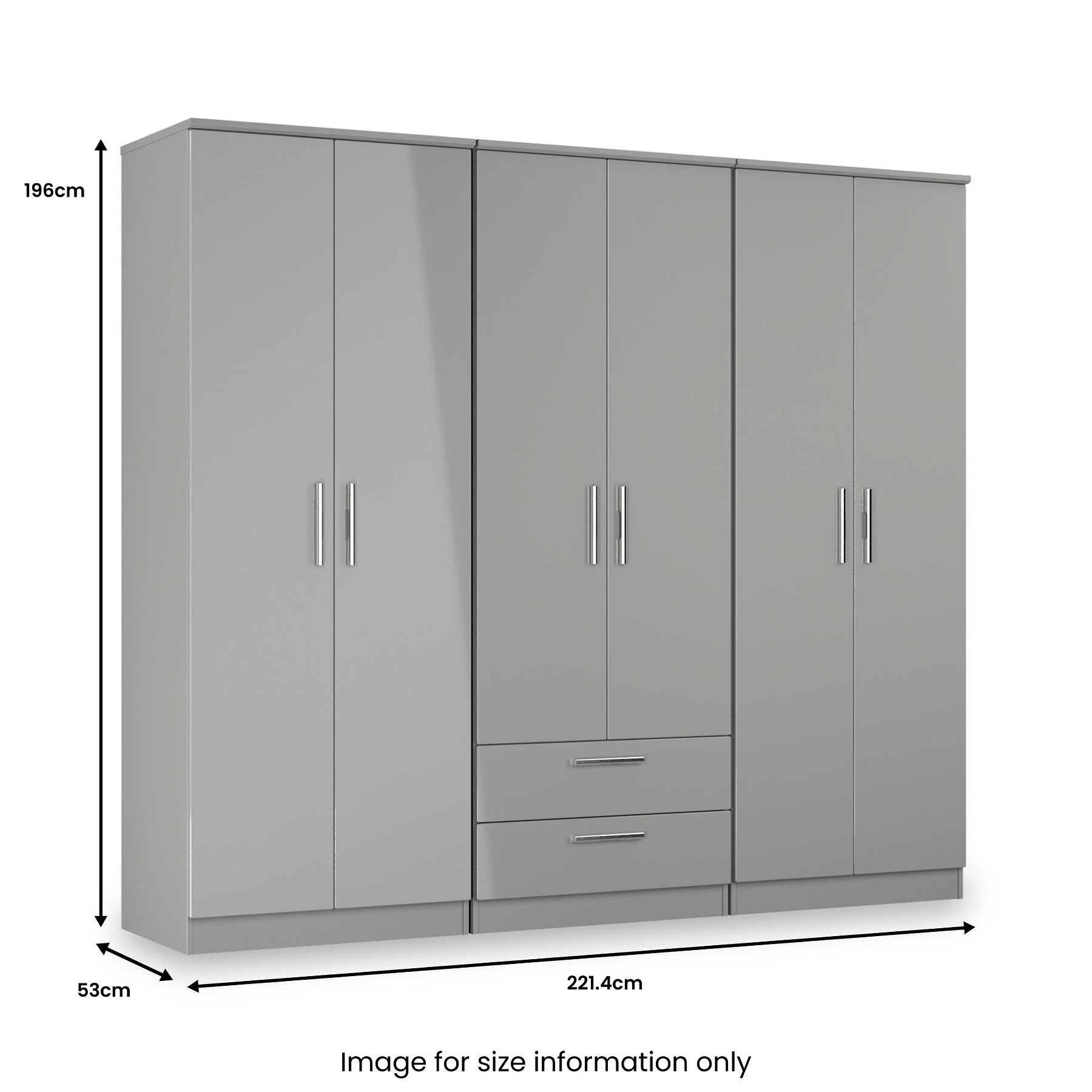 Penmere 6 Door Wardrobe With Drawers Grey from Roseland Furniture