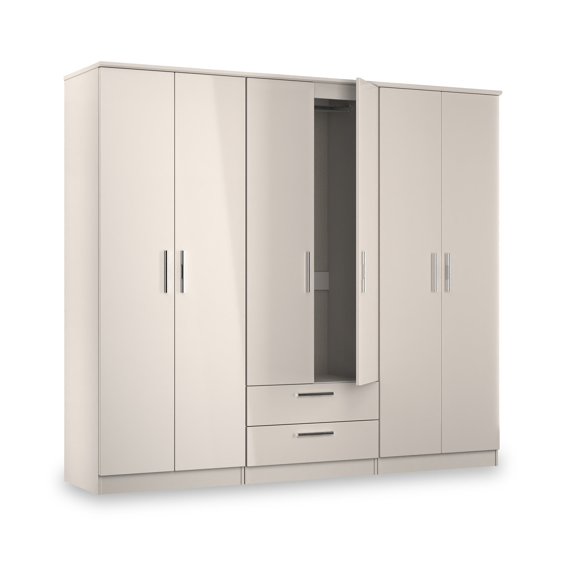Penmere 6 Door Wardrobe With Drawers Cashmere from Roseland Furniture