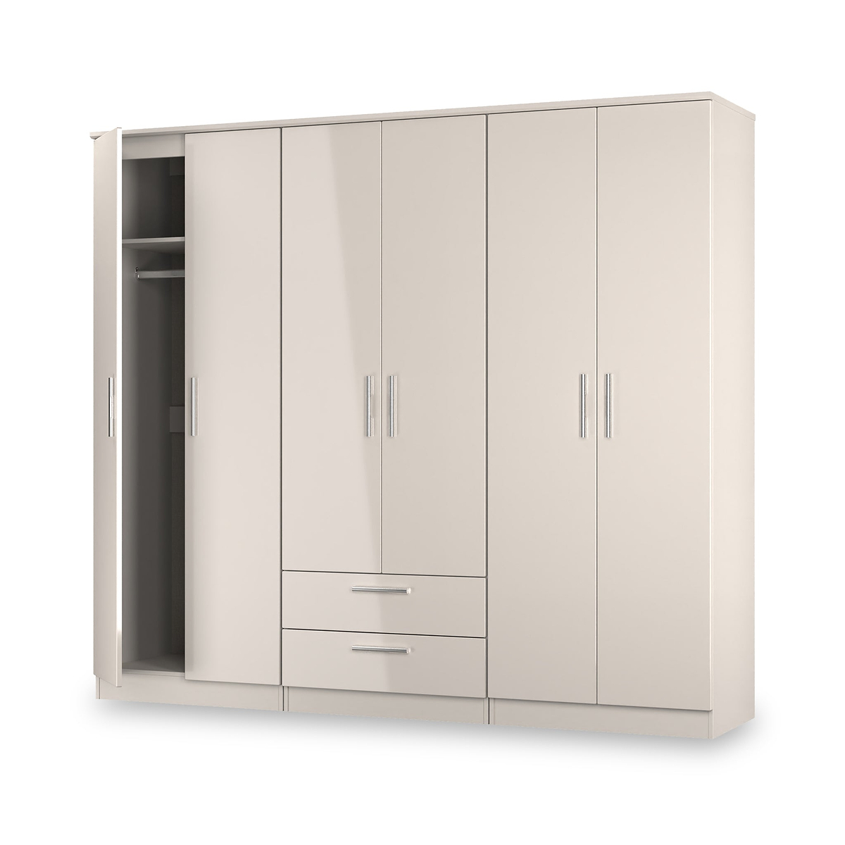 Penmere 6 Door Wardrobe With Drawers Cashmere from Roseland Furniture