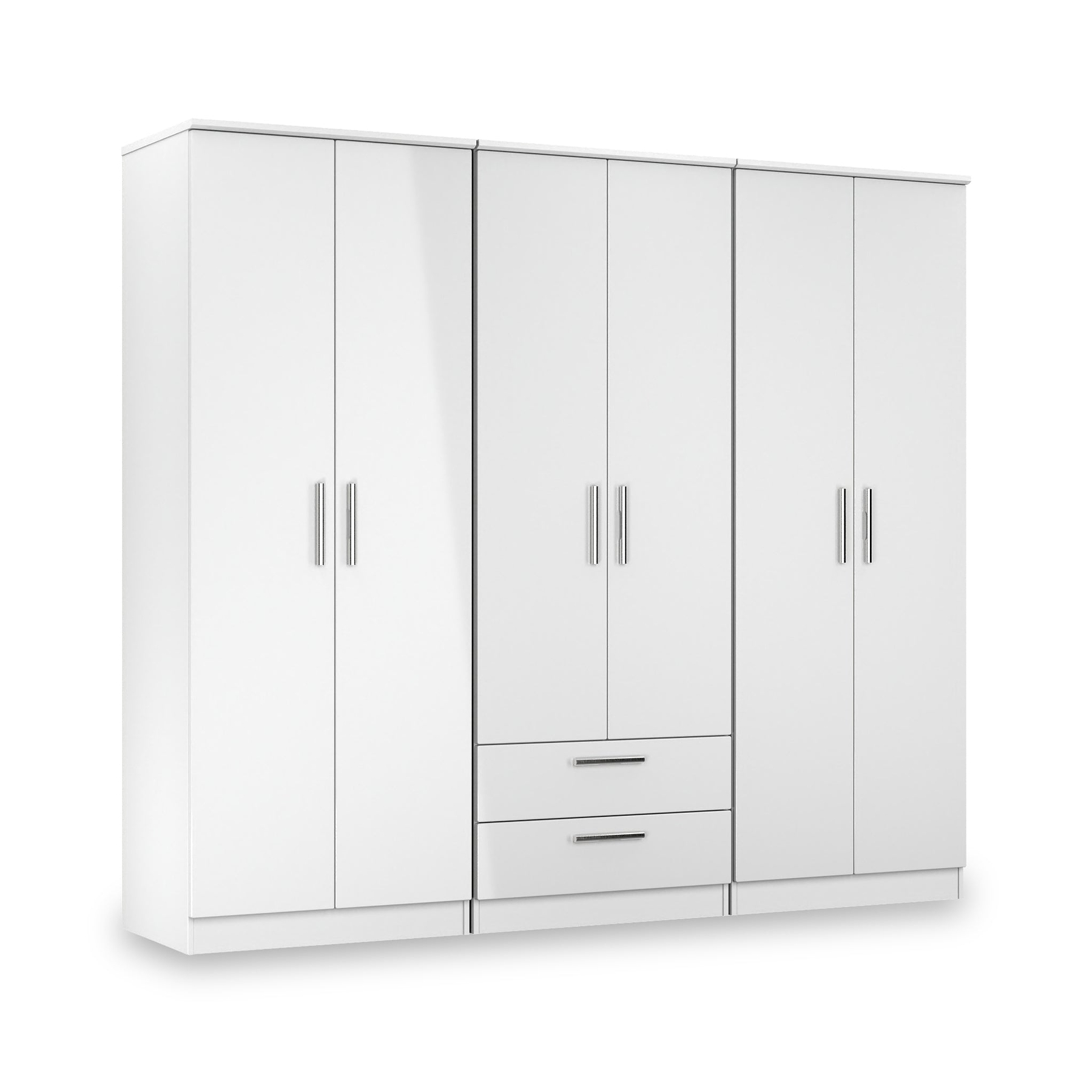 Penmere 6 Door Wardrobe With Drawers White from Roseland Furniture