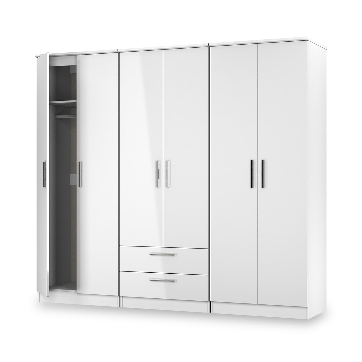 Penmere 6 Door Wardrobe With Drawers White from Roseland Furniture