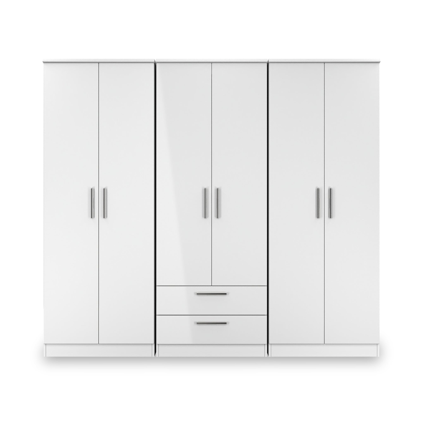 Penmere 6 Door Wardrobe With Drawers White from Roseland Furniture