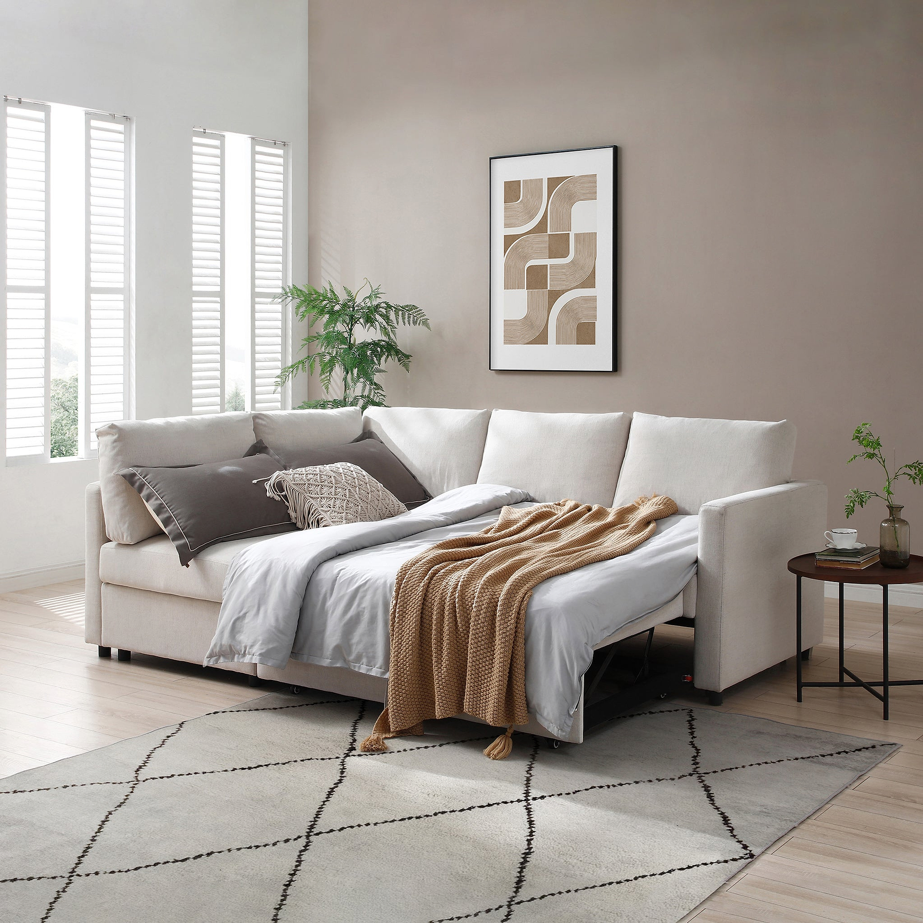 Staunton Corner Sofabed Natural from Roseland Furniture