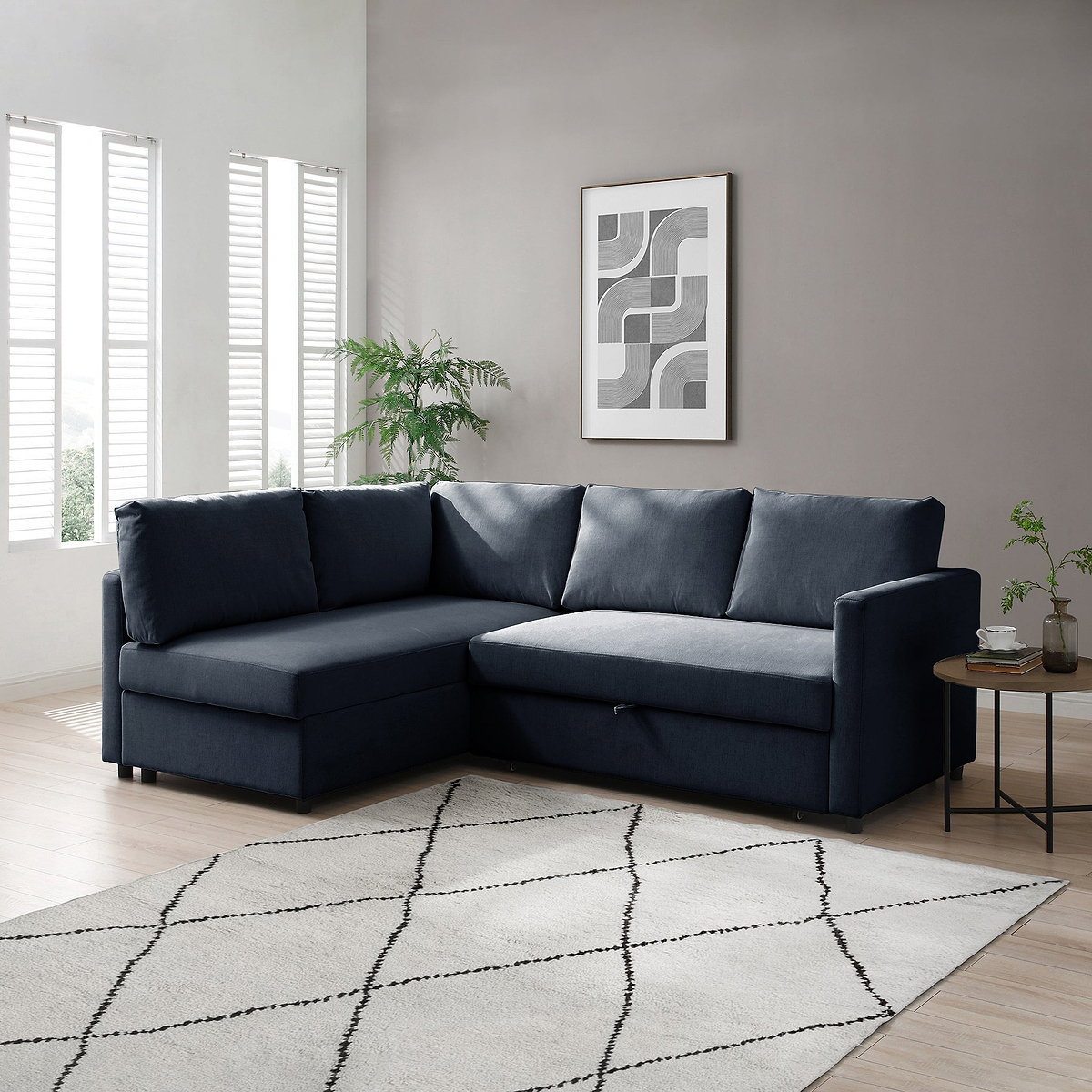 Staunton Corner Sofabed Navy from Roseland Furniture