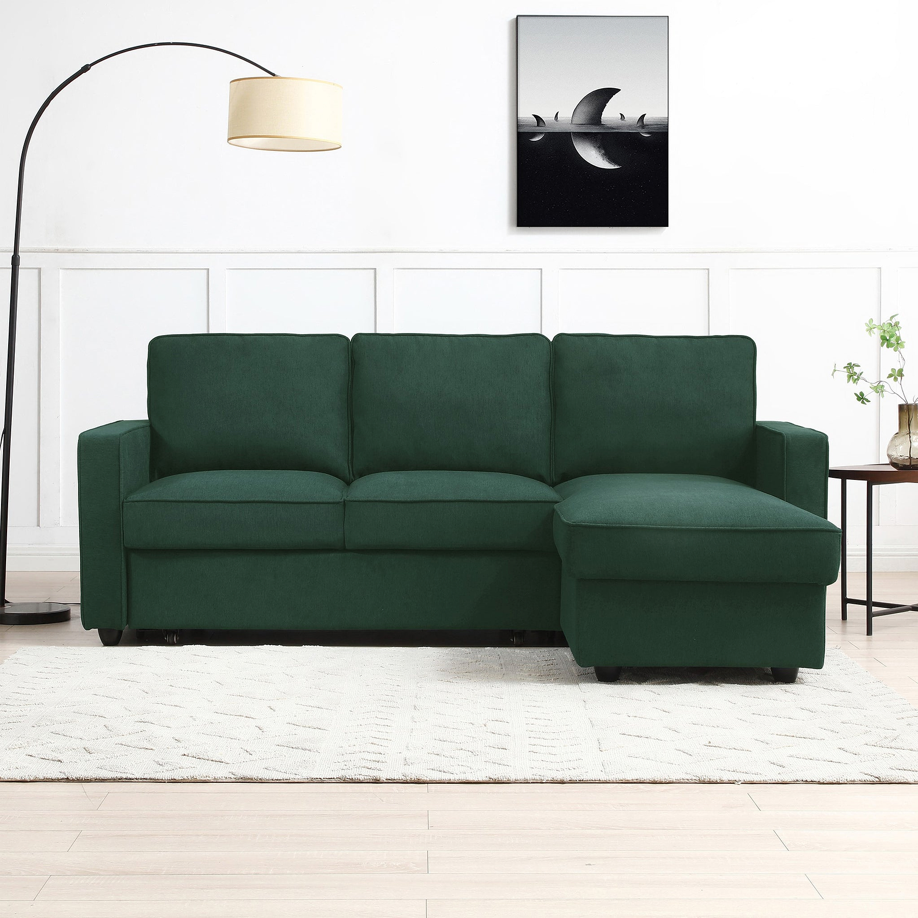 Soldier Corner Sofa Bed in Green from Roseland Furniture