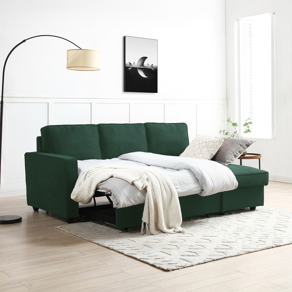 Soldier Corner Sofa Bed in Green from Roseland Furniture