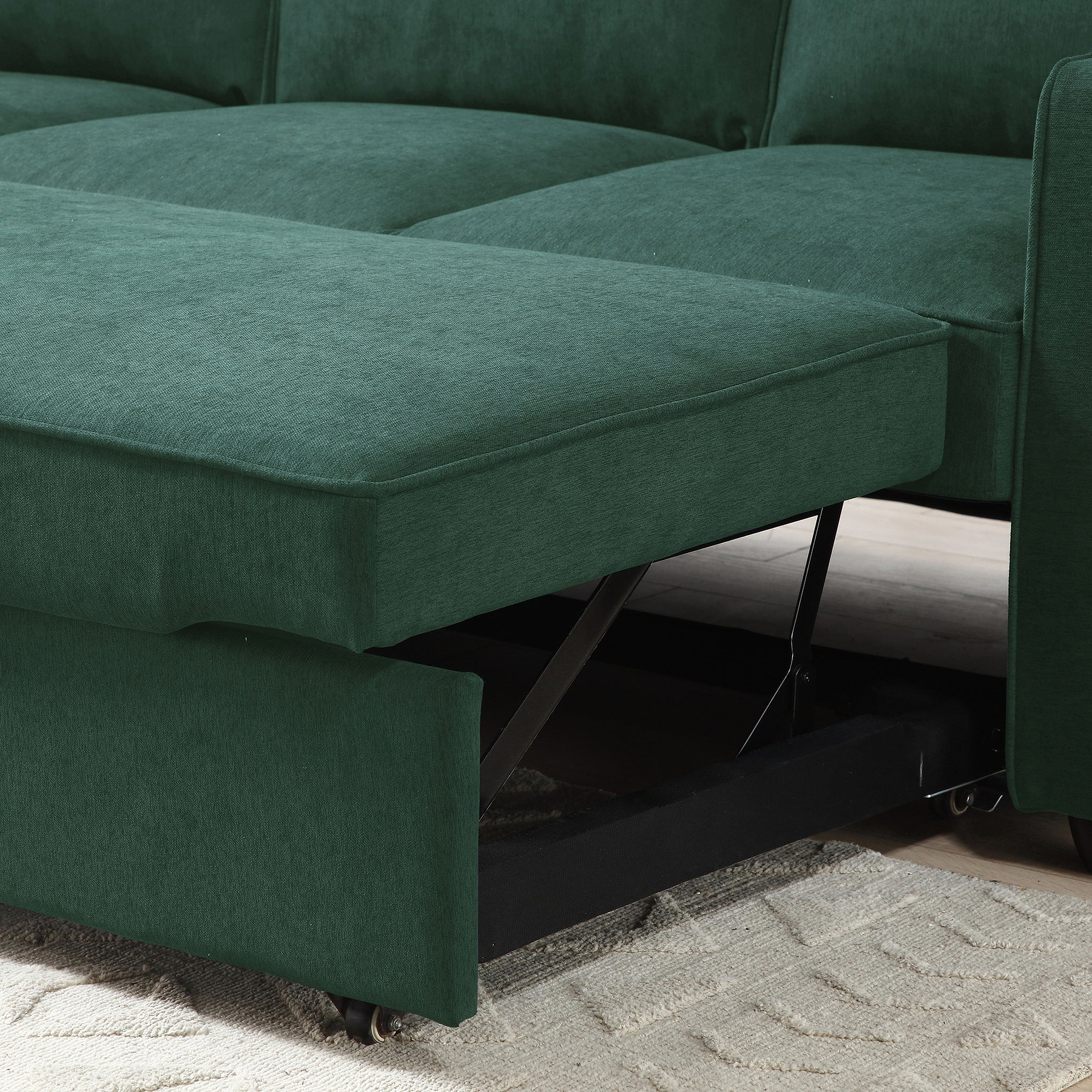 Soldier Corner Sofa Bed in Green from Roseland Furniture