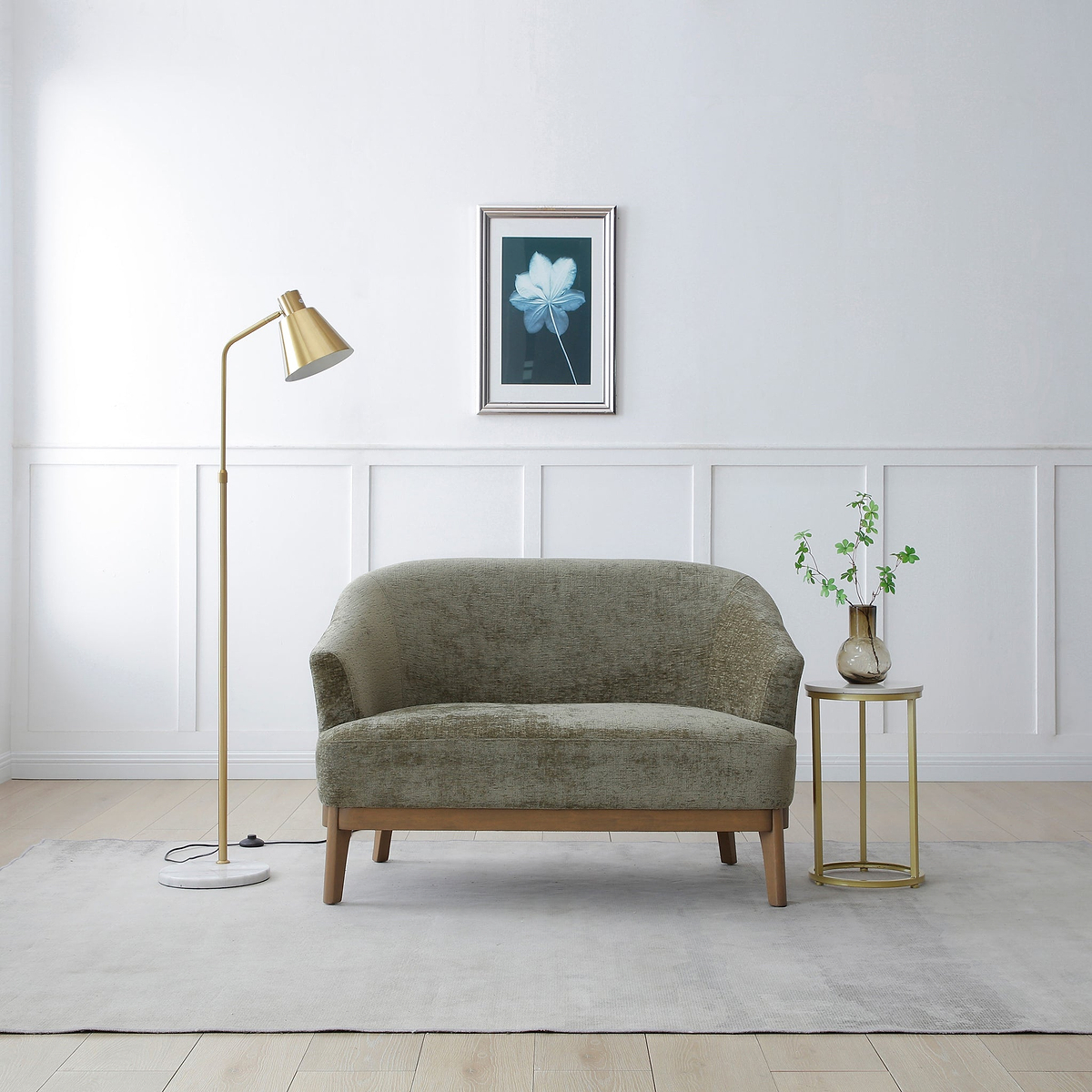 Lucinda Chenille 2 Seater Sofa Olive from Roseland Furniture