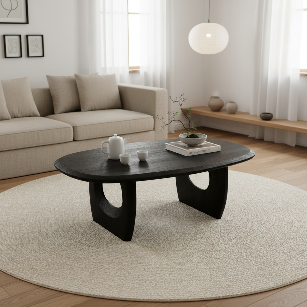 Kanso Black Mango Wood Coffee Table from Roseland Furniture