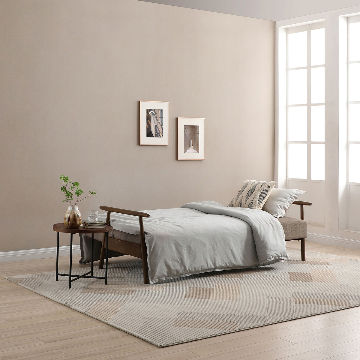 Frazier Button Back Sofa Bed Taupe from Roseland Furniture